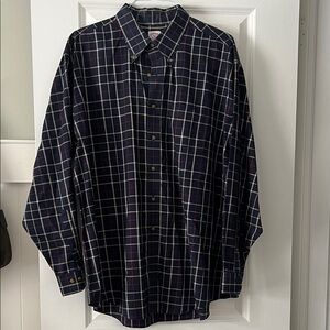 Men's Navy Brooks Brothers button down plaid shirt XXL
